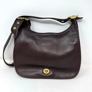Vintage Coach Legacy Leather Crescent Flap Bag Purse Dark Brown 9718 Saddlebag